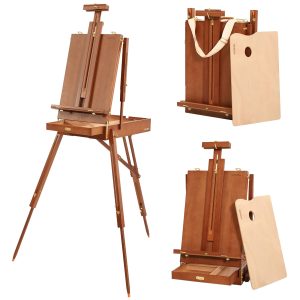 主图_01 Easel for Painting with Palette, Shoulder Strap & Storage, Adjustable Beech Wood Travel Art Easel Stand, Portable Sketchebox Plein-Air Easel for Adults, Artists, Table Top & Floor Use