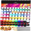 主图_01 Acrylic Paint Set With 4 Brushes, 52 Colors (59ml, 2oz) Art Craft Paints for Artists Kids Students Beginners & Painters, Canvas Halloween Pumpkin Ceramic Wood Rock Painting Art Supplies Kit
