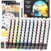 主图_01 100 Colors Acrylic Paint, 2oz/60ml Bottles, Include 2 Sets of 12 Paint Brushes, 1 Art Sponge & Palette, Premium for Artists, Beginners & Kids on Canvas Rocks Wood Ceramic