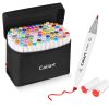 100 Colors Dual Tip Art Markers Sketch Pens Permanent Alcohol Based, with Case for Adult Kids Halloween Drawing Sketching (White Barrel)