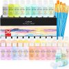主图_01 Acrylic Paint Set with 12 Brushes, 36 Pastel Colors (59ml, 2oz) Art Craft Paint for Artists Students Kids Beginners & Hobby Painters, Canvas Ceramic Wood Rock Painting Supplies Kit