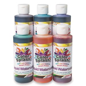 主图_01 Liquid Watercolor Paint, 6 Vivid Colors, 8-oz Flip-Top Bottles, for All Watercolor Painting, Use to Tint Slime, Clay, Glue, Shaving Cream, Non-Toxic. Pack of 6