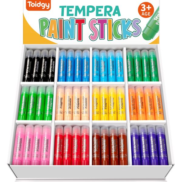 主图_01 144 Pcs Tempera Paint Sticks, 12 Classic Colors, Washable Solid Paint Sticks for Kids Toddlers, Painting Art Supplies for Classroom Students, Class Pack, Non-Toxic, Quick Drying, Back to School Supplies Bulk