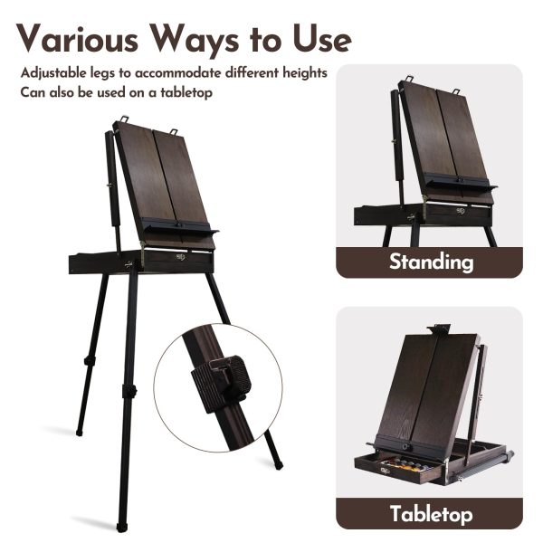 主图_05 Easel with Aluminum Legs, Folding Sketch Painting Easel with Drawer, Tripod Easel Stand for Painting, Sketching, Display