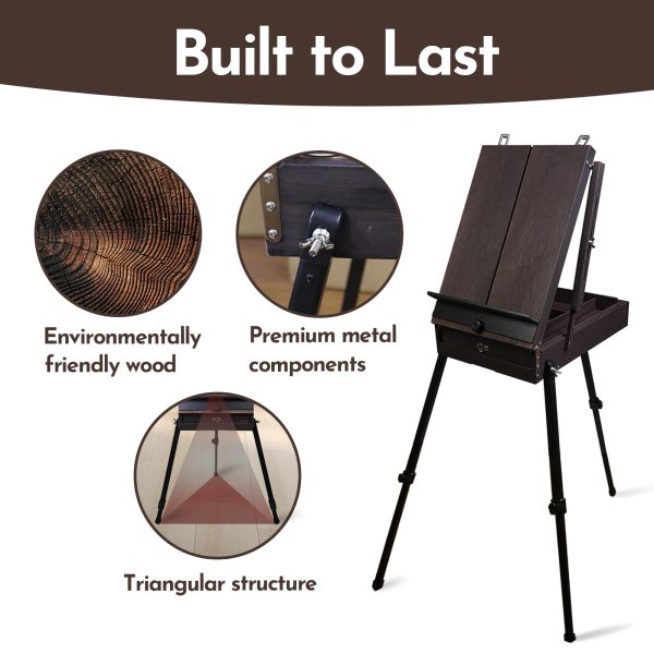 主图_06 Easel with Aluminum Legs, Folding Sketch Painting Easel with Drawer, Tripod Easel Stand for Painting, Sketching, Display