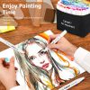 100 Colors Dual Tip Art Markers Sketch Pens Permanent Alcohol Based, with Case for Adult Kids Halloween Drawing Sketching (White Barrel)