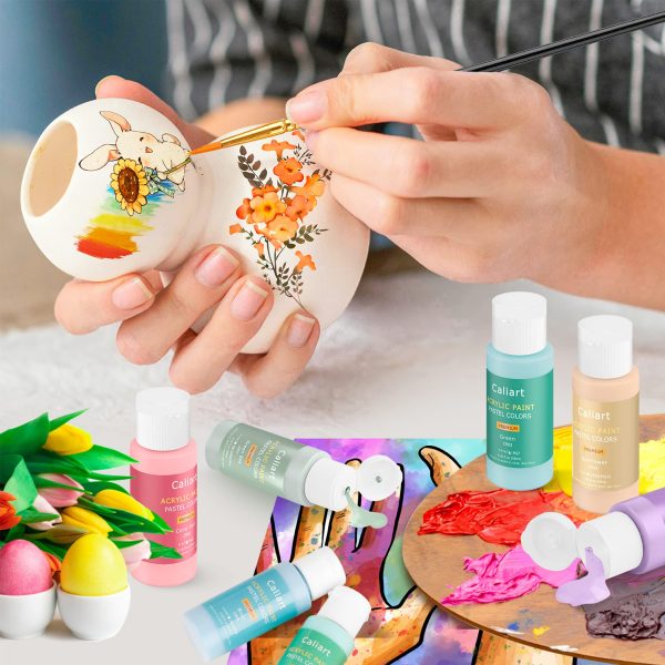 主图_06 Acrylic Paint Set with 12 Brushes, 36 Pastel Colors (59ml, 2oz) Art Craft Paint for Artists Students Kids Beginners & Hobby Painters, Canvas Ceramic Wood Rock Painting Supplies Kit