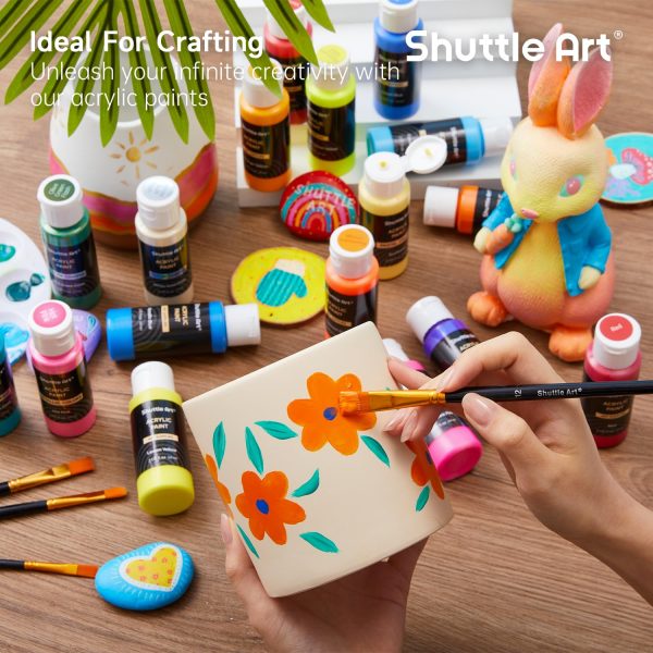 主图_07 100 Colors Acrylic Paint, 2oz/60ml Bottles, Include 2 Sets of 12 Paint Brushes, 1 Art Sponge & Palette, Premium for Artists, Beginners & Kids on Canvas Rocks Wood Ceramic